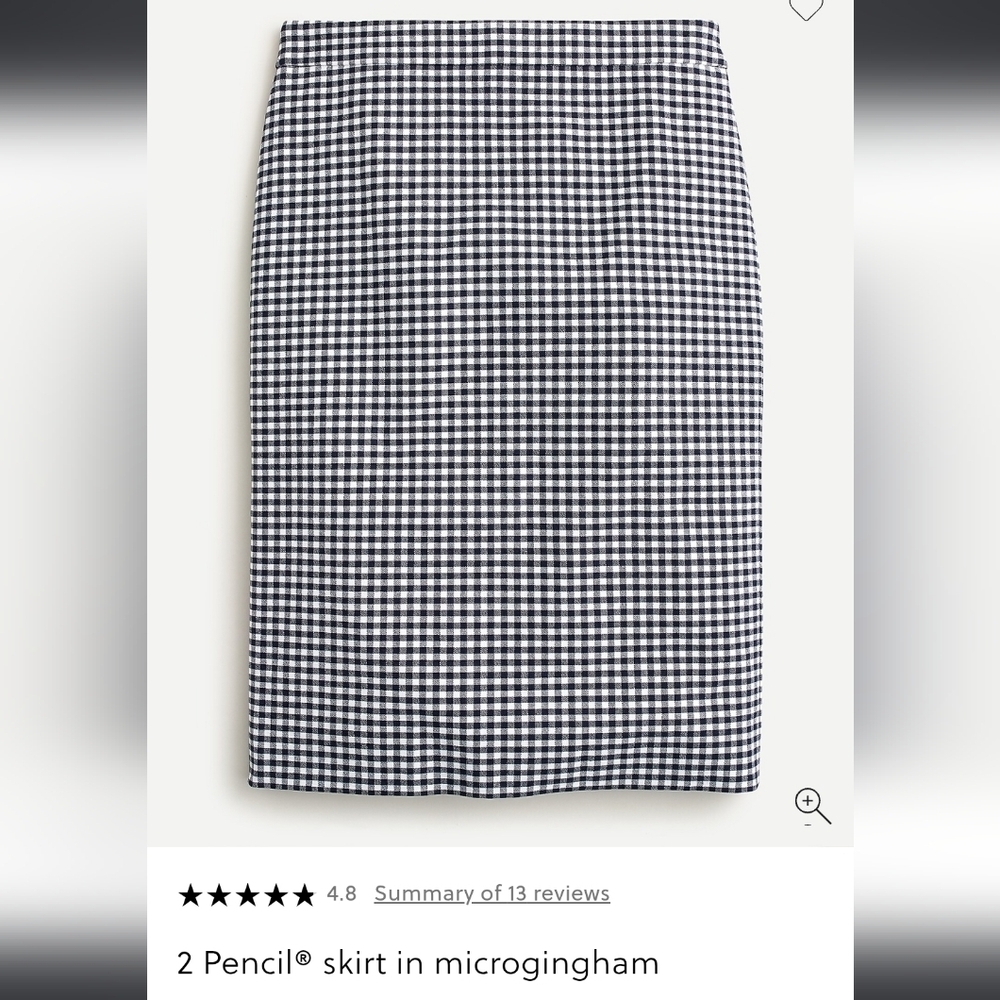 J.Crew Micro Gingham Pencil Skirt Size 00 Blue White Check Lined Pre-Owned - Picture 9 of 9